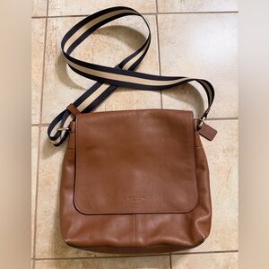 Coach Tan Leather Messenger Bag – Men’s Crossbody / Unisex Everyday Bag